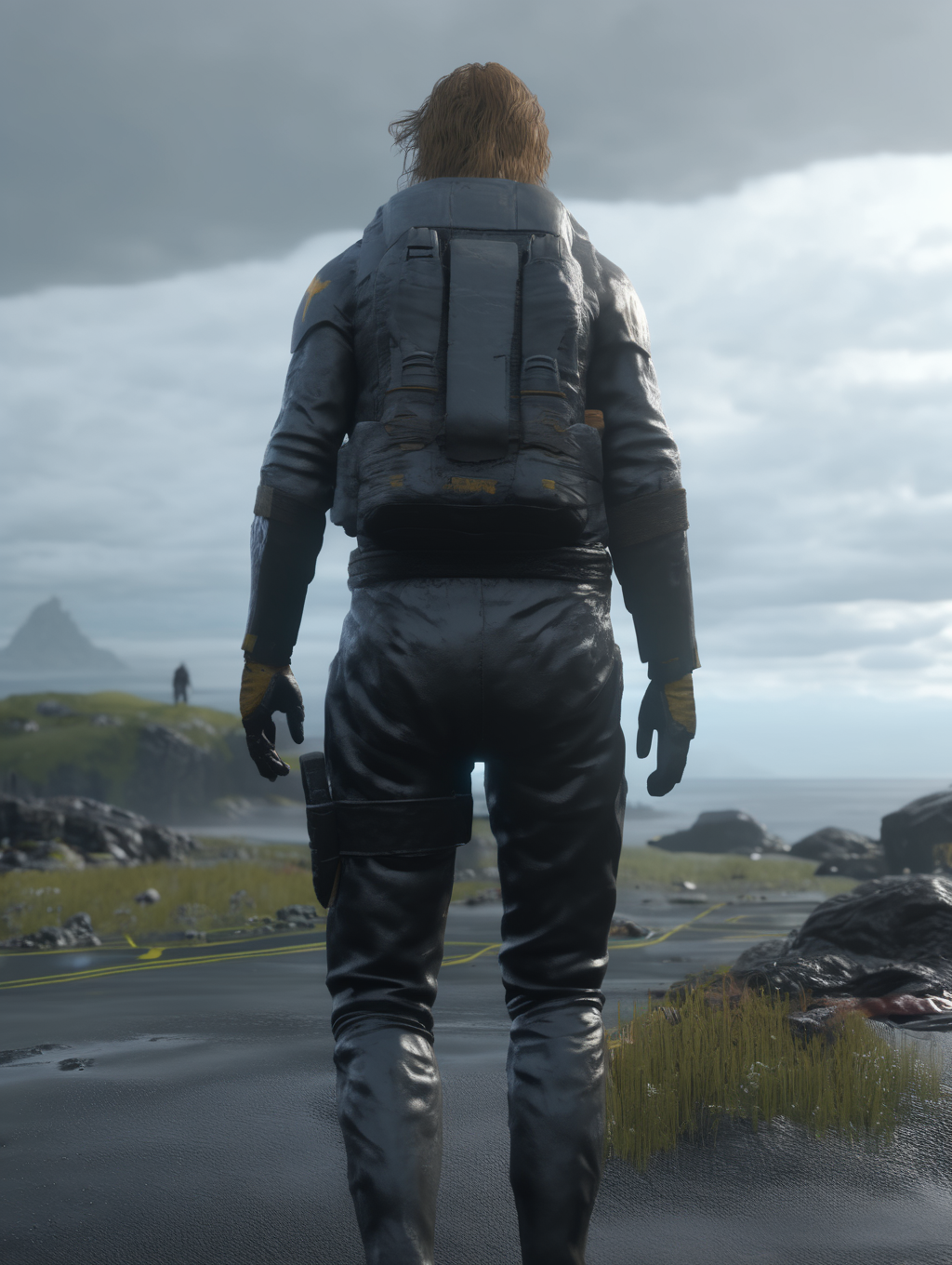 <lora:Death Stranding:1>Death Stranding - scenary death stranding cinematic 4k ultra hd grabing cargo with right hand close up