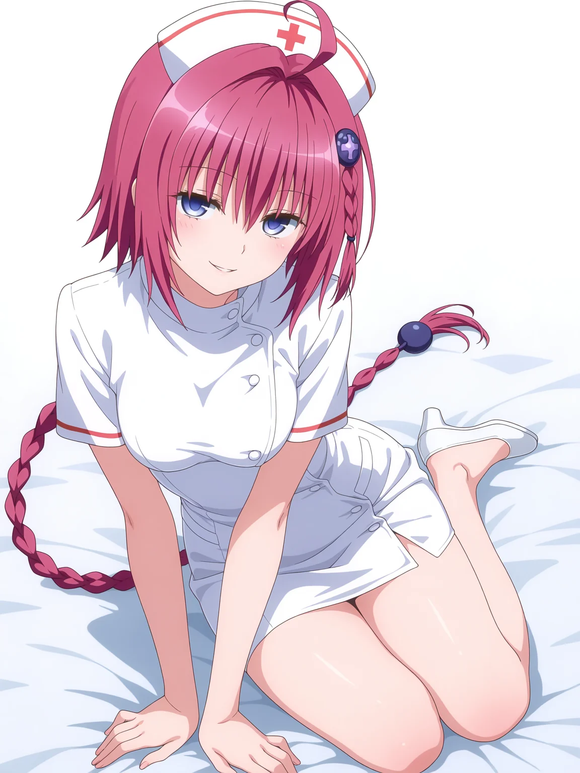 <lora:Mea Kurosaki:1>,mea,seductive smile,nurse,full body,