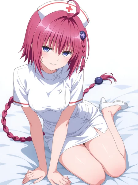 <lora:Mea Kurosaki:1>,mea,seductive smile,nurse,full body,