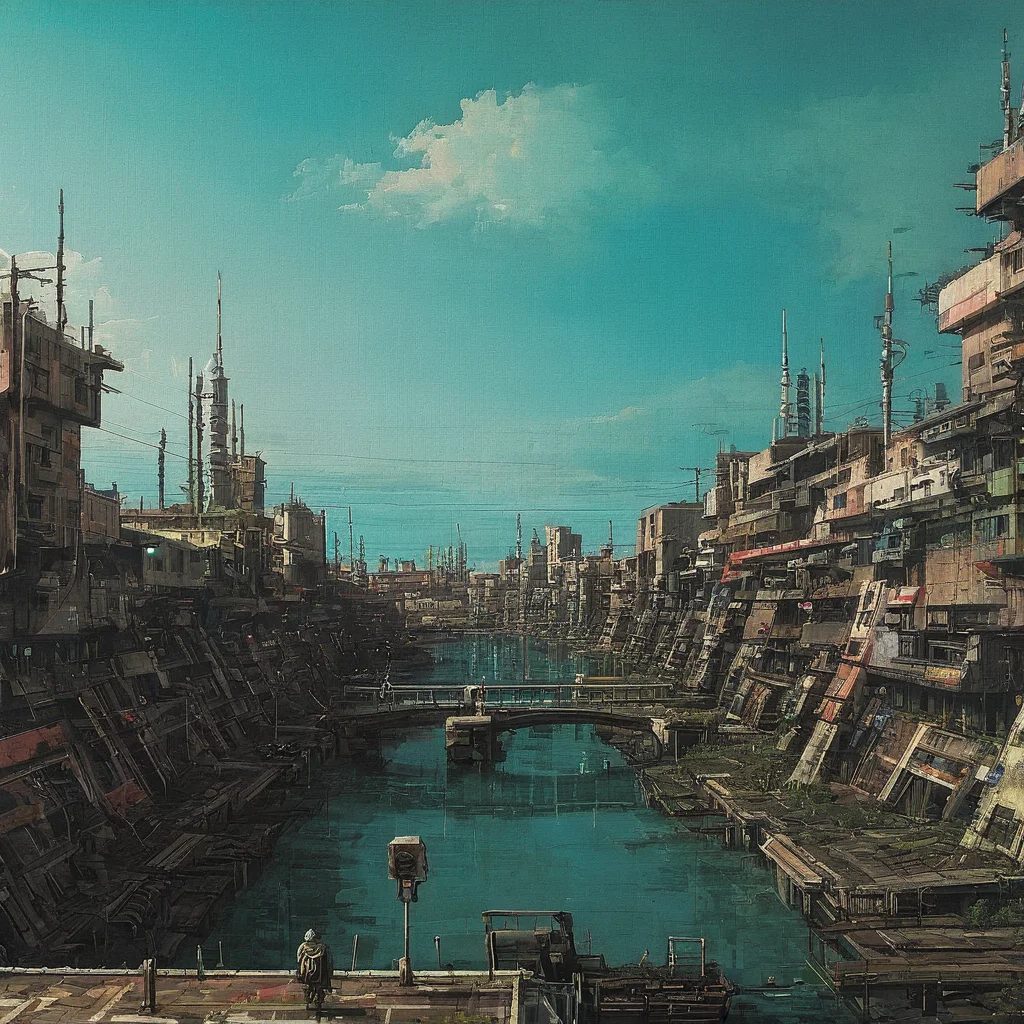 Painting of cyberpunk landscape AH_Canaletto <lora:Paintings_by_Canaletto_Giovanni_Antonio_Canal__-_venetian_landscape_artist:1>