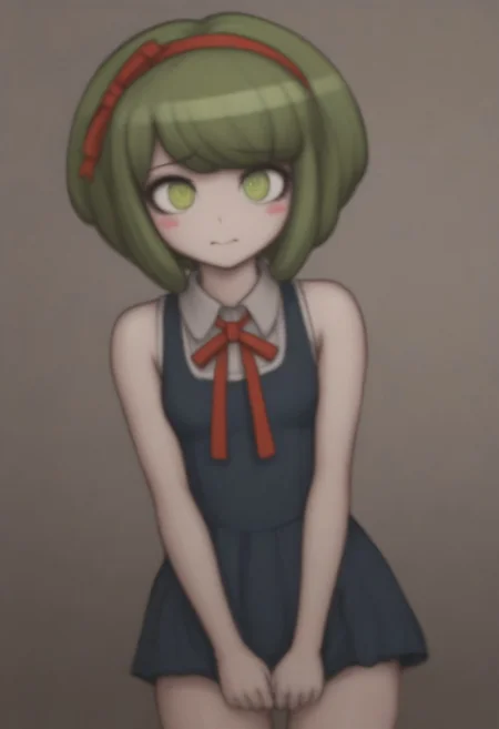 ,,,,masterpiece, best quality, masterpiece, best quality, amazing quality,,,, shiny skin,,,, monaca, green hair, green eyes, short hair, bangs, red hairband, hairband, blush stickers,