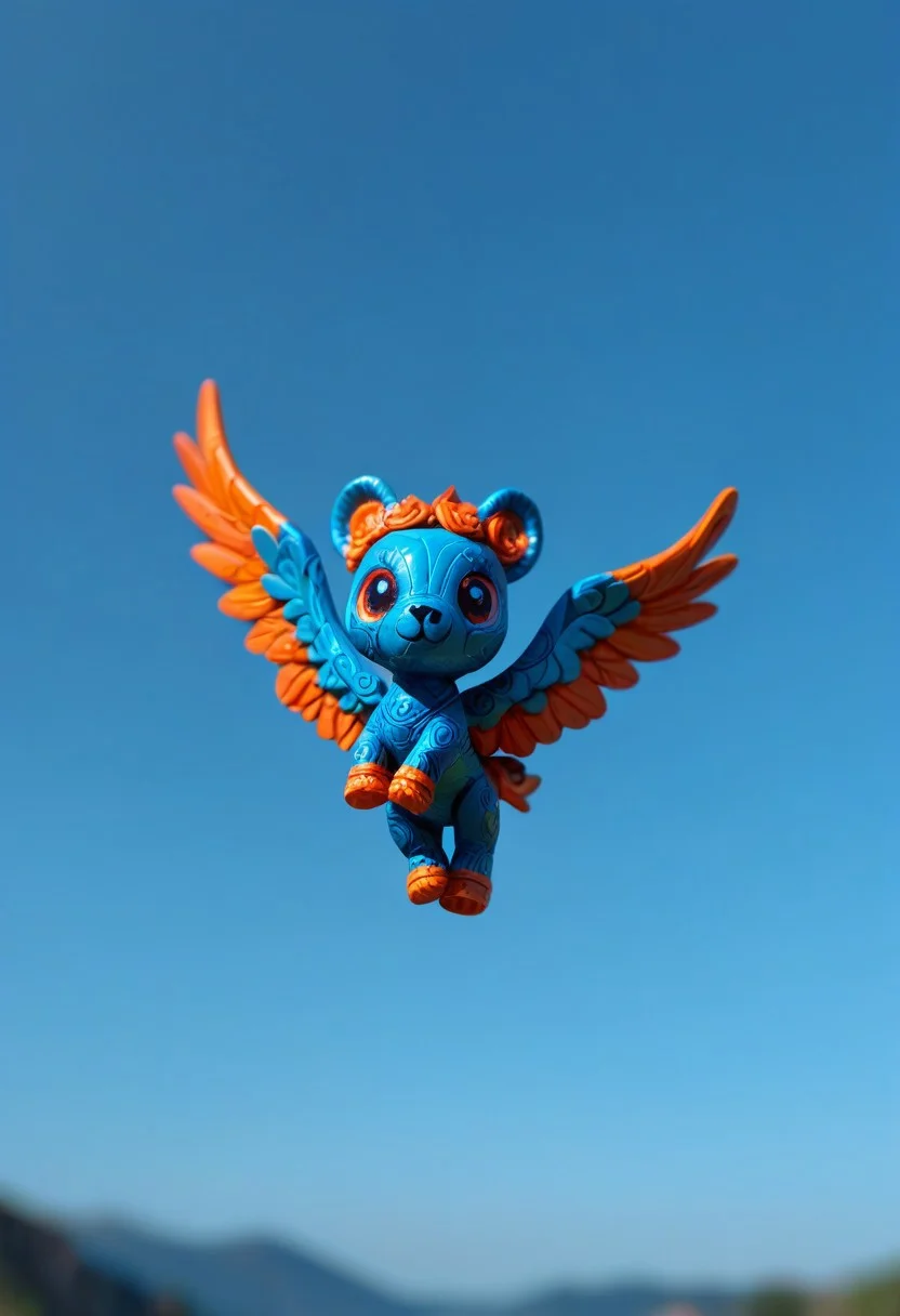 score_9, score_8_up, score_7_up, score_6_up, score_5_up, score_4_up, masterpiece, very aesthetic, absurdres, Tilt shift photography style, photo, a chibi pegasus, floating in air, blue sky, blurry background, outlined with neon, neon outlines, neon sculpture,