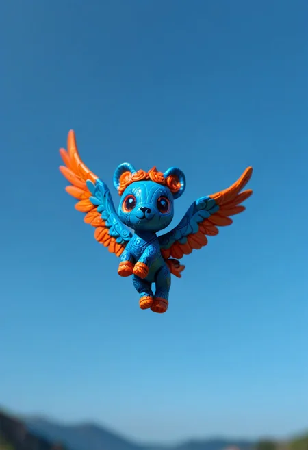 score_9, score_8_up, score_7_up, score_6_up, score_5_up, score_4_up, masterpiece, very aesthetic, absurdres, Tilt shift photography style, photo, a chibi pegasus, floating in air, blue sky, blurry background, outlined with neon, neon outlines, neon sculpture,