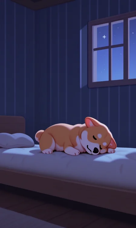 embedding:IllusP0s, pikaole, corgi, sleeping, laying, cute, indoors, night<lora:pikaole_ill.safetensors:1.0:1.0>