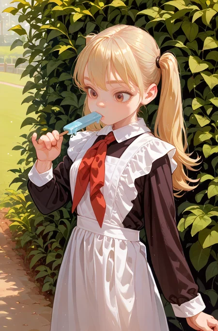 1girl,blonde,twintails,(solo:1.5),theme park.holding Popsicle
white apron,brown dress,(long sleeves:1.1),red neckchief,cccpuniform
<lora:Perfect Hands:1>
<lora:è弿 ¡æ:0.85> <lora:age_slider_v4:-1> <lora:naip33:0.6> <lora:fkey_pony_v1:0.6>, score_9, score_8_up, score_7_up, score_6_up, score_5_up, score_4_up,zPDXL