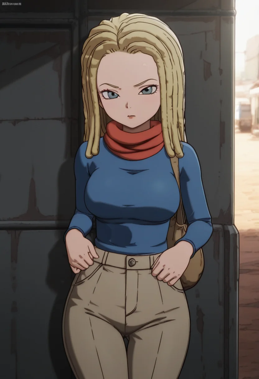 <lora:Sandland:1>,  masterpiece, best quality, amazing quality, ann, 1girl, solo,  cowboy shot, looking at viewer, pants,