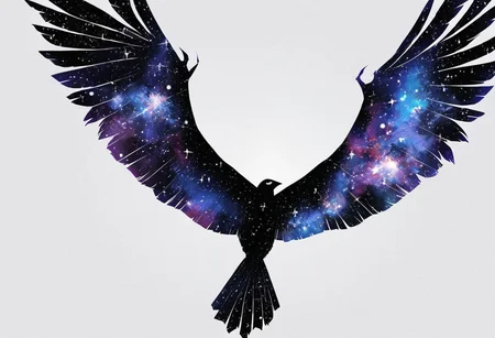 (anime), white background, crow, galaxy, (masterpiece), score_9