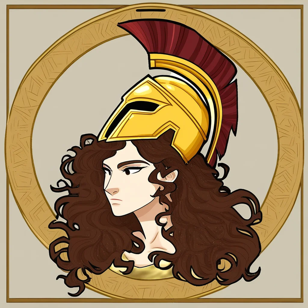 greek_athena, helmet ontop of head, 1girl, solo, toga, brown hair, long hair, armor
