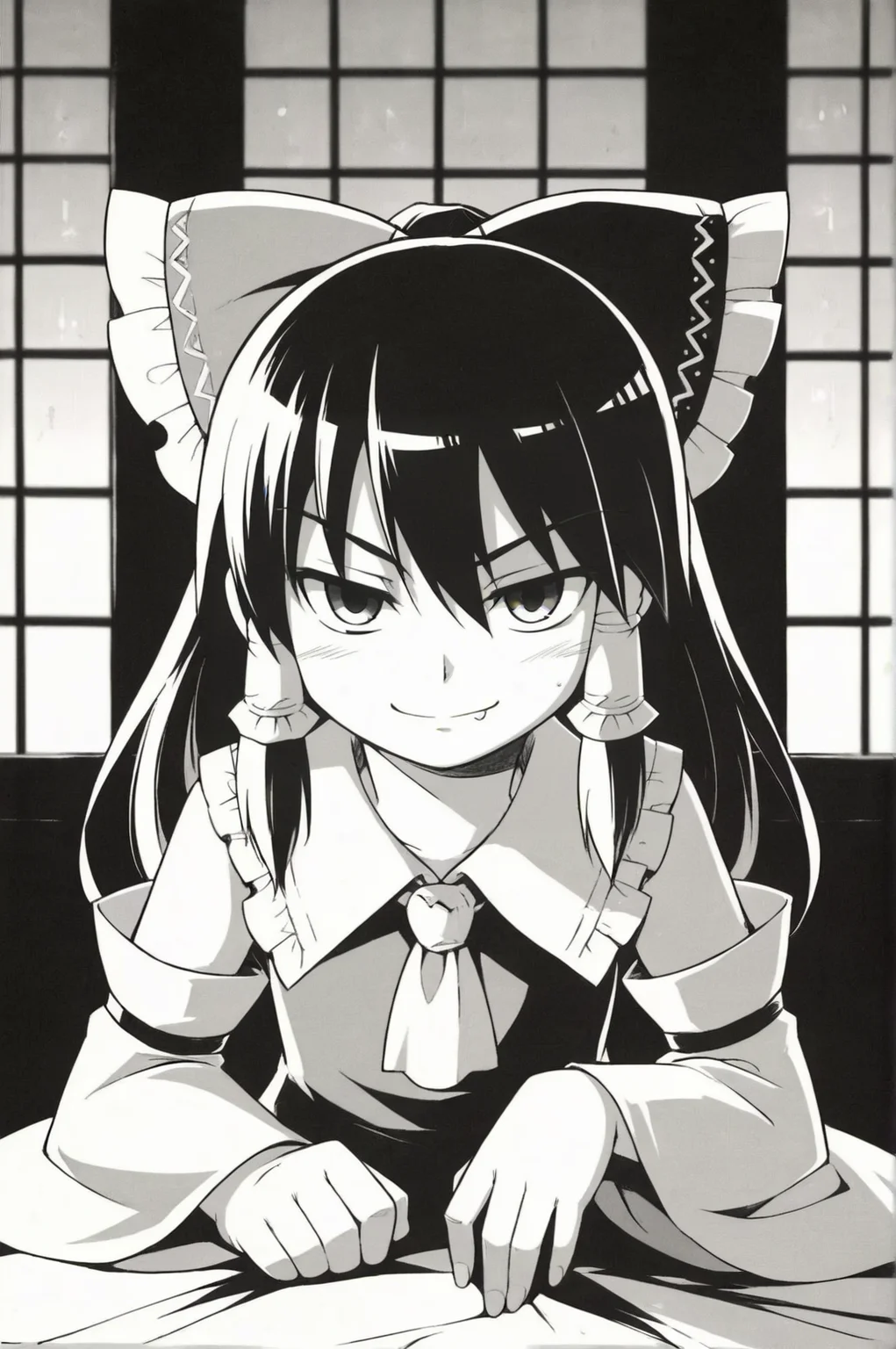 score_9, score_8_up, score_7_up, monochrome, manga_source, best background, detailed background, manga, grayscale touhou project, hakurei reimu, indoors, naughty face, solo, horny, <lora:Minish_Cap_Manga_Artstyle_r1:0.8>