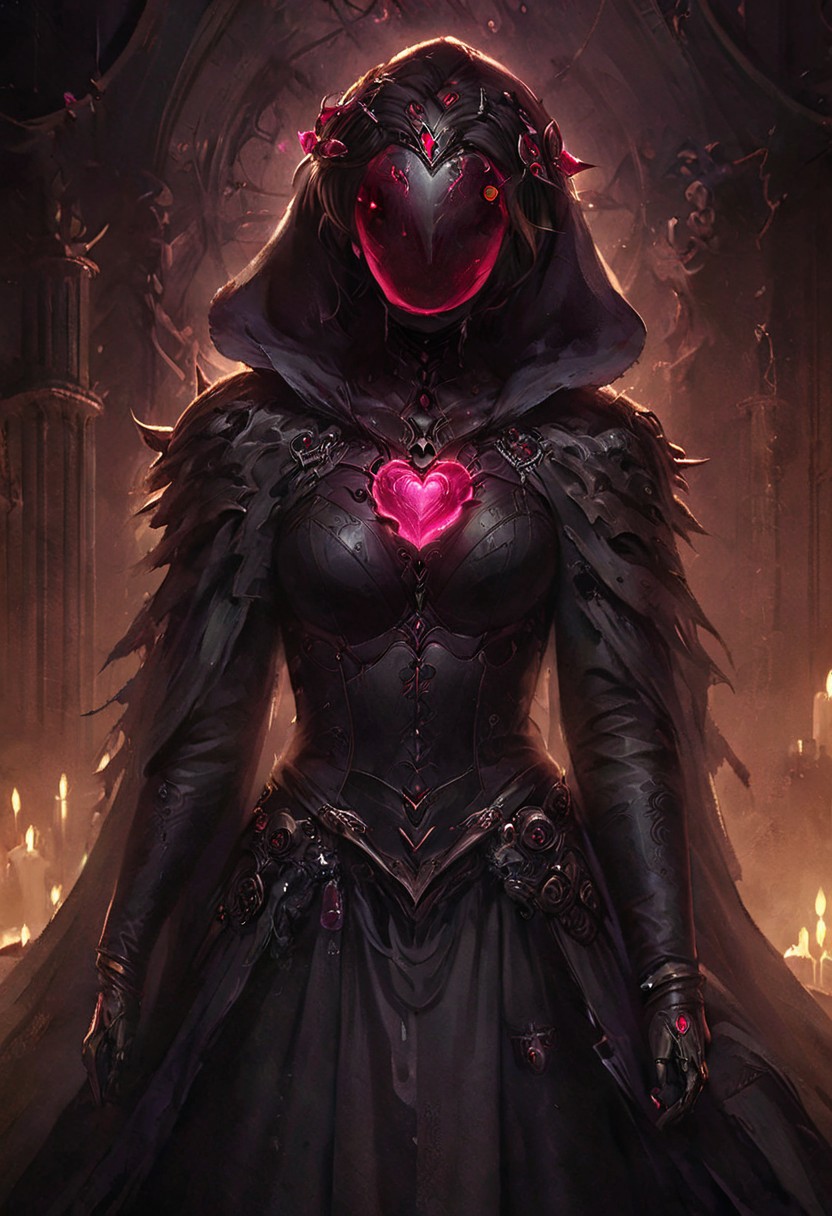 w4rh4mm3r style oil painting, grimdark, cybernetic cyborg, AtomicHeartTwinsCosplay in absolute darkness, profoundly no light, holding black-pink heart shaped orbstaff, 
pointed hat, translucent skin, Describe the captivating scene captured in the vintage photograph featuring a Bedouin artist skillfully swallowing a massive sword in the style of Final Fantasy, amidst a mesmerized audience. Provide details about the artist's attire, the sword's intricate design, and the expressions of the onlookers as they witness this extraordinary performance., amazing quality, masterpiece, best quality, hyper detailed, ultra detailed, UHD, perfect anatomy, portrait, dof, hyper-realism, majestic, awesome, inspiring, closeup, an weathered outworn old Fantasy cape, smooth, Closeup, by Dring, rust paint peelz, atmospheric haze, cinamatic composition, soft shadows, national geographic style