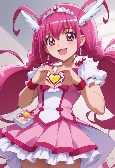 score_9, score_8_up, score_7_up, best quality, masterpiece, source_anime,
BREAK, shiny skin,
<lora:curehappy.pony:1>,
curehappy, pink hair,
BREAKE
heart shaped hands,<lora:AwyHandHeartXL:0.5>
BREAKE
full body, half sitting posture,
BREAKE
from below,seen by the side