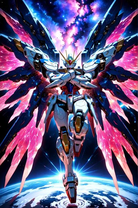 masterpiece, best quality, amazing quality, very aesthetic, absurdres, newest,
mecha large wings, robot v-fin science_fiction , leg up full body crossed_arms floating
(space nebula:1.1) galaxy universe spacecraft,
{{best_quality}},{{amazing_quality,very_aesthetic}},
masterpiece, best quality, amazing quality, very aesthetic, absurdres, newest, volumetric lighting, <lora:spo_sdxl_10ep_4k-data_lora_webui:1.0> <lora:il_color_temp_slider_d1:1>