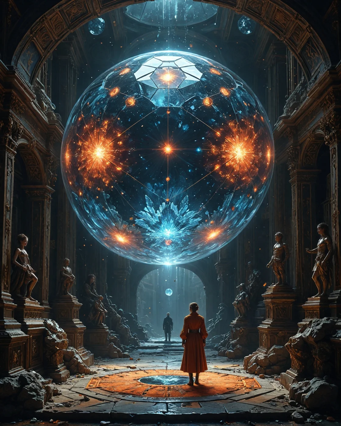 Yōkai, ice-crystal workshop with,
starlight-refracting crystals, Brutalist titanium panels, hexagonal glass geodesic domes in, ice-waste tundras, Terraformed asteroid clusters style, blackhole accretion disk halos,
<lora:tbh124-sdxl:0.15> style of Jean-Antoine Watteau,
<lora:tbh129-sdxl:0.15> style of Michael Cheval,
<lora:Sinozick:0.15>,
<lora:add-detail-xl:0.7>,
<lora:aidmaMJ6.1_v0.5_2:0.3> aidmamj6.1,
<lora:Flux-XL_Scenery:0.15> flux-scenery,
<lora:Flux-style-xl-lora:0.15> flux-style,
8K resolution, ultra-detailed cinematic composition, contemporary concept art style, volumetric magical atmosphere with ethereal glow, rich complementary color palette, vivid gradients and chiaroscuro contrast, dynamic perspective with layered depth of field, inspiring awe-inspiring mood, Unreal Engine 5 render quality, intricate textures, flawless anatomy, rule of thirds composition, luminous highlights, surreal ambiance, award-winning illustration, harmonious balance of light and shadow, photorealistic details, ArtStation trending, chromatic accents, nostalgic futurism, dreamlike serenity, bold creativity, professional finish, sharp focus, ambient background, fascinating dynamic motion,, Baroque art style, dynamic composition, dramatic lighting, rich colors, intricate details, professional-grade execution, captures the grandeur and theatricality of the Baroque period