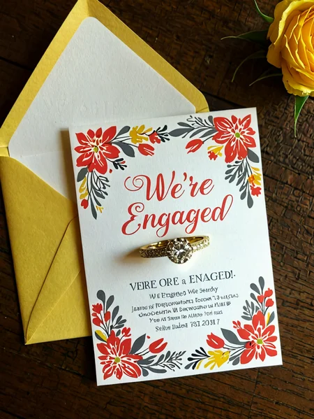 Invitation. "We're engaged!"