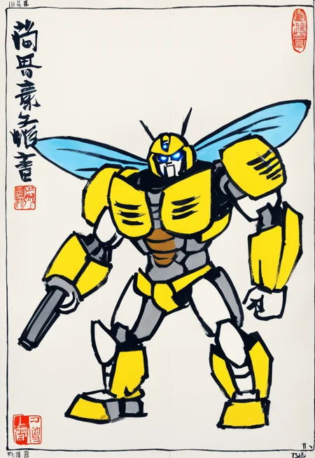 Bumblebee, Transformers, by Feng Zikai <lora:fengzikai_v1.0_XL:1>