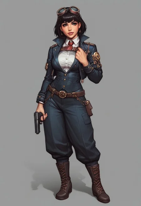 score_9, score_8_up, score_7_up, detailed photorealistic image, HD32k, abrsurdres, detailed face, detailed eyes,, portrait of girl, bangs, steampunk adventurer, goggles, steampunk street at night, neon, MechanicusStyleAI
(((full-clothed))), ((long big pistol in hands, handgun in hands))
BREAK
strange world background score_9, score_8_up, score_7_up, score_6_up, source_cartoon, rating_explicit, Expressiveh, (((((full body))))), dynamic pose