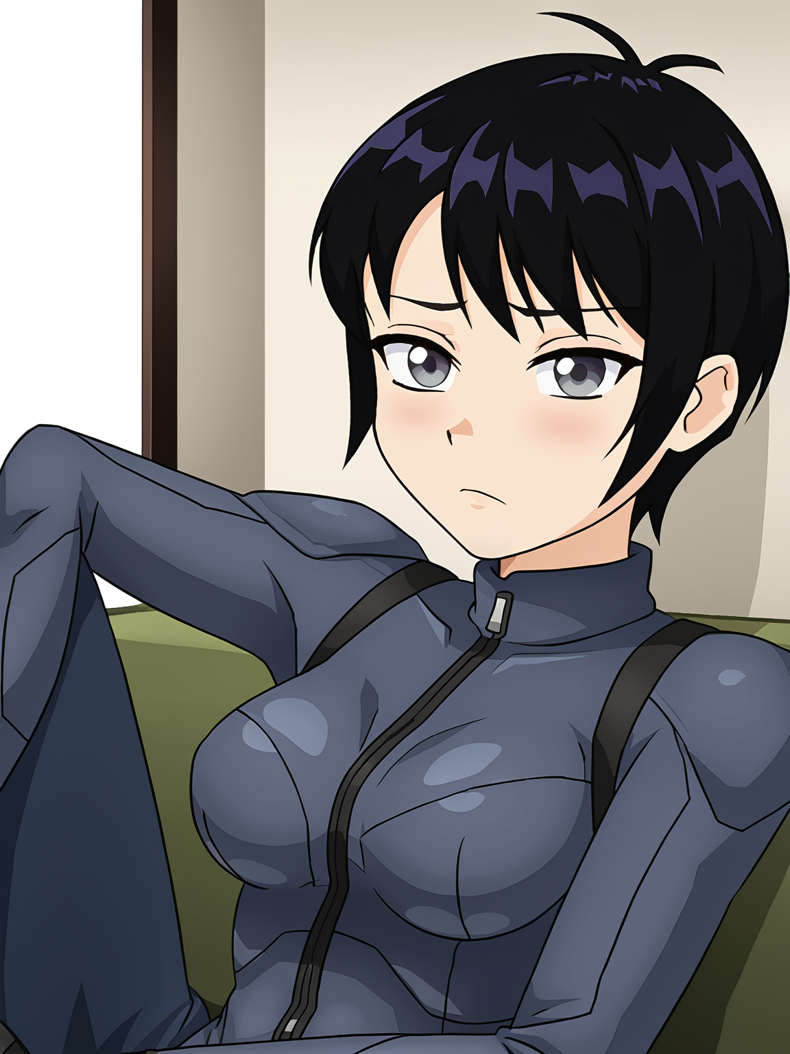 (3wtrix), grey eyes, short black hair
<lora:3wtrix:0.9>, looking at viewer
1girl, sneaking suit