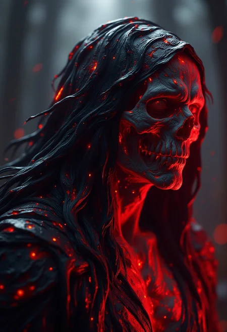 A hyper-realistic portrait, photorealistic photo a death incarnate reaping souls of the damned (photography, high-resolution, dynamic, energetic,hyper-realistic, dramatic lighting, shallow depth of field.)<lora:Anime v1.3:1.2>