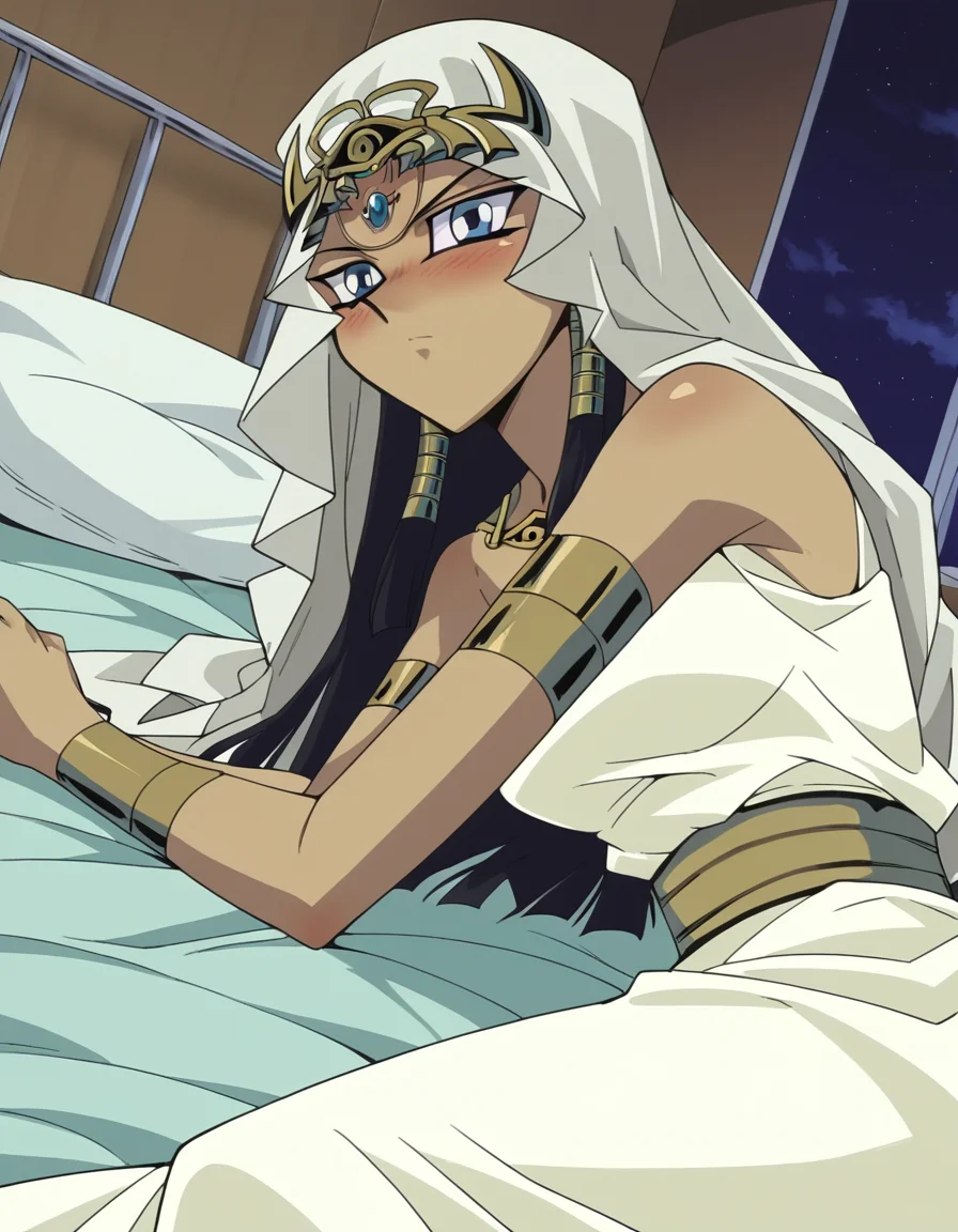 score_9, score_8_up, score_7_up, source_anime,
ishuzuishtar, <lora:ishuzu-ishtar-anime-ponyxl-lora-nochekaiser:1>,
ishuzu ishtar, blue eyes, dark skin, dark-skinned female, black hair, egyptian,
dress, jewelry, armlet,
indoors, bed, bed room, on side, blush, drunk,
looking at viewer, dutch angle, cowboy shot,