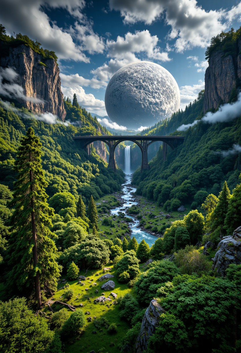 lush alien world,giant trees,aerial view,moon in low orbit,highly detailed,photorealistic,beautiful, <lora:FluxMythP0rtr4itStyle:0.8> mythp0rt <lora:aidmaMJ6.1_v0.5_3:0.6> aidmamj6.1 <lora:aidmaHyperrealismv0.3:0.8> aidmaHyperrealism <lora:aidmaImageUpraderv0.3:0.4> aidmaimageupgrader