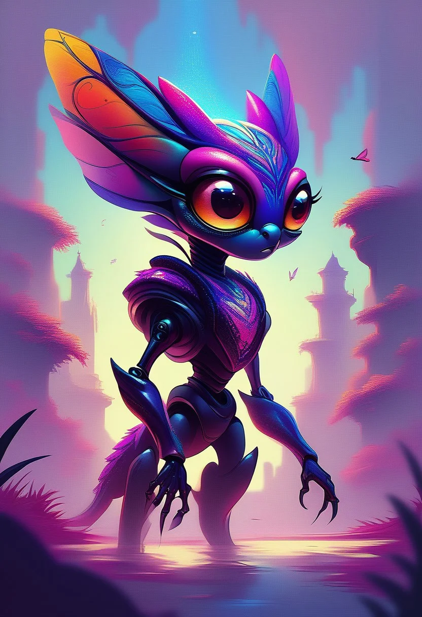 score_9, score_8_up, score_8, score_7_up, score_7,
--(very aesthetic, best quality, ultra detailed), intricate details,
masterpiece, perfect, award winning, prize winning, concept art,
alien space insect, bulbous body, bug eye, compound eyes, techno insectoid, shiny body, reflective body, alien planet, lush wildlife