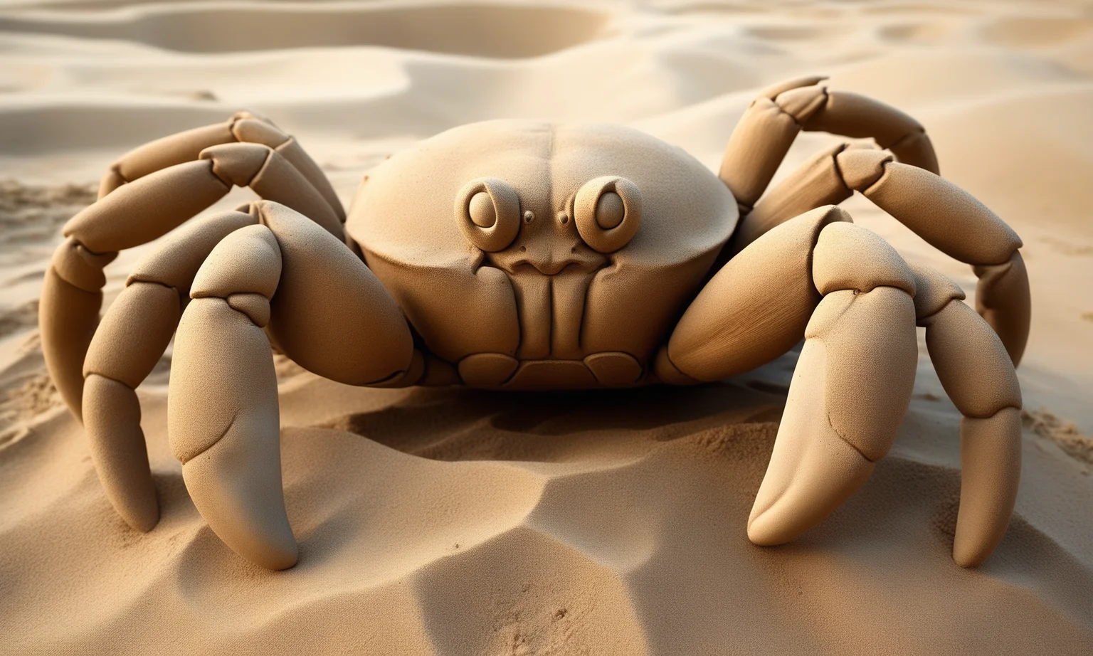 <lora:sandsculpturecd_xl-000006:0.6>,a sculpture of a crab made of sand on sandbeach,full body,sandsculpturecd_xl,sand sculpture,outdoors,chinese zodiac,cutie,cute,still life,animal statue,front view,facing viewer,looking at viewer,fine art,(Unbelievable Digital Artwork:1.3),CGSociety,ArtStation,master works, emotional, harmonious, high budget, moody, epic, gorgeous, perfect lighting, realistic, photorealistic, photographic, photo (medium),real, moody lighting, volumetric lighting, reality ray tracing, 8K, HDR, UHD, masterpiece, best quality, highly detailed, high resolution, finely detail, extremely detailed, ultra detailed, wallpaper
