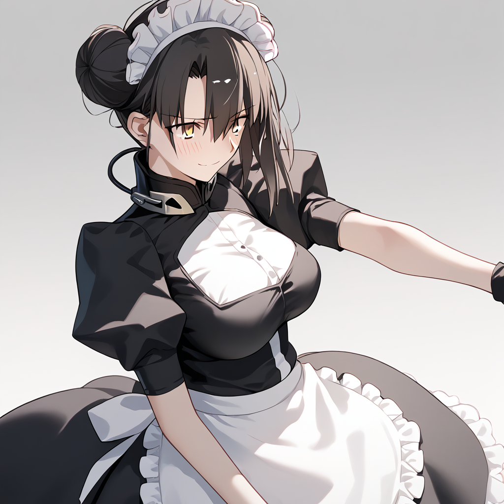 <lora:Takeuchi_Takashi_PonyXL_style_v01:1>
<lora:agent.pony:1>
score_9 , score_8_up , score_7_up , source_anime , 
masterpiece , best quality , ultra-detailed , 
BREAK
agent \(girls' frontline\), maid
1girl , woman , huge breasts , light smile , light blush , ((jeanne d'arc (fate)):0.5)  , 
long black hair  , maid dress ,  
howling