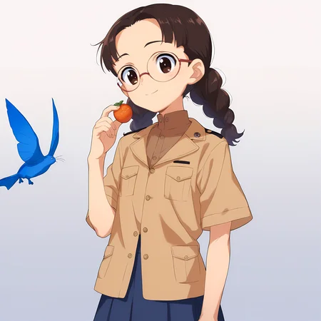 score_9, score_8_up, score_7_up, score_6_up, score_5_up, score_4_up, anime coloring, Masterpiece, megami magazine, source_anime, Uncensored, fukuda, glasses, brown uniform, <lora:sdxl_lightning_8step_lora:1> <lora:Fukuda:0.8> <lora:kawakami_rokkaku_pony_v2:0.8>