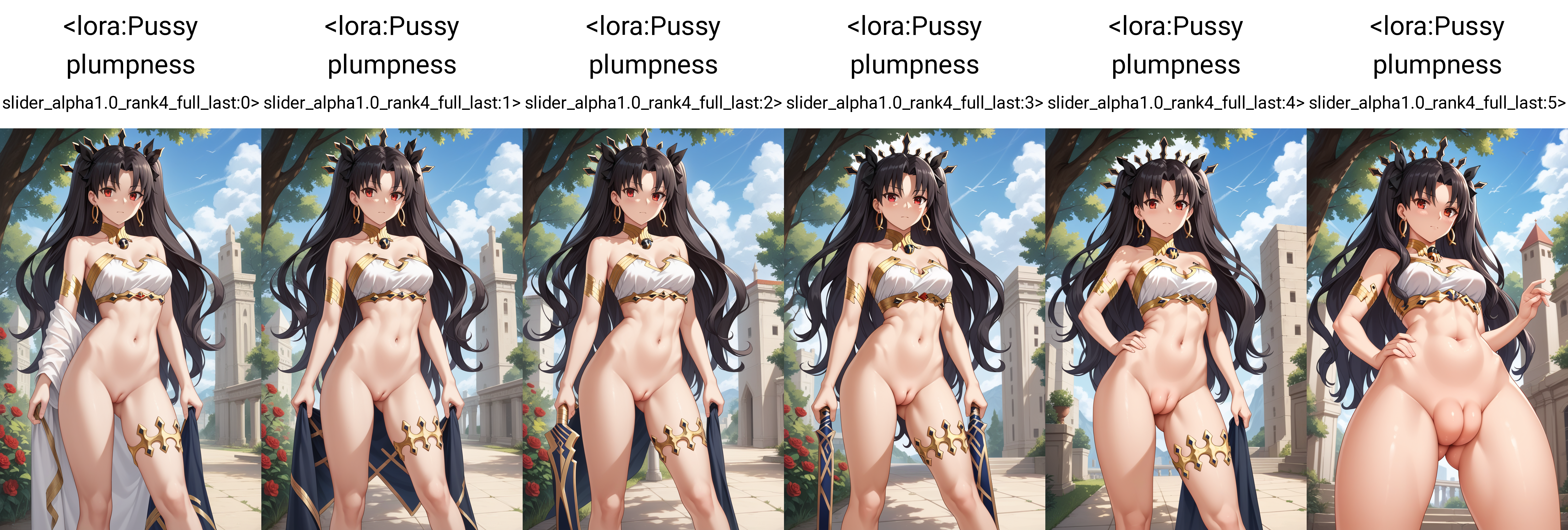 score_9, score_7_up, 1girl, pussy, ishtar \(fate\), standing, looking at viewer, outdoors,  <lora:Pussy plumpness slider_alpha1.0_rank4_full_last:0>