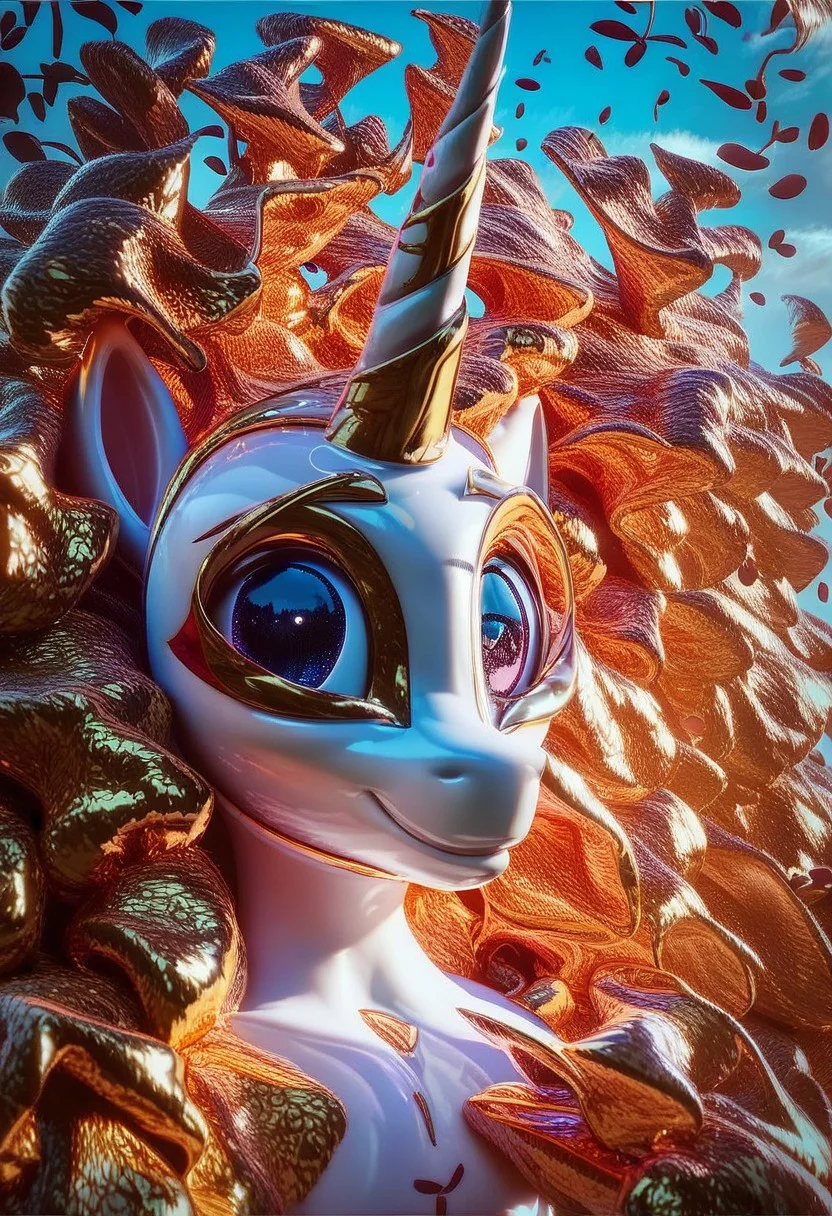 pmg style, score_9, score_8_up, score_7_up, score_6_up, score_8_up,magical mystical glowing iridescent (unicorn:1.5), extremely detailed, theme adherence, wittiness, humor, aesthetic appeal, and engagement metrics, cute, full shot