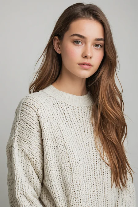 1girl,24yo,sweater,white background