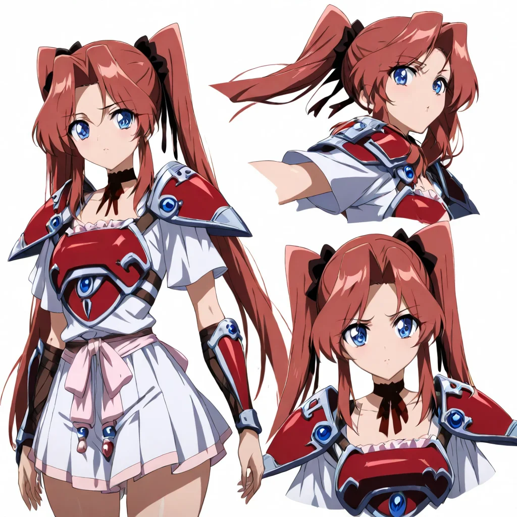 solo,anime coloring,looking at viewer,masterpiece,high score,great score,absurdres,
<lora:character_Sheet_XL:1> character sheet, multiple views,<lora:Skuld ag4o:1> skuld, red hair, twintails, blue eyes,armor,