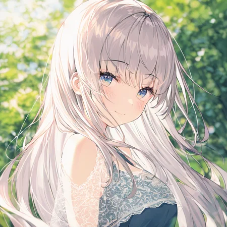 1girl,solo,looking at viewer,long hair,bangs,blush,eyebrows visible through hair,upper body,smile,day,blurry,masterpiece, best quality, very aesthetic, absurdres,,   <lora:lighting-NAI:0.8>