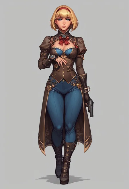 score_9, score_8_up, score_7_up, score_6_up, jsc0tt, 1girl, portrait, ((steampunk)), Alice, blonde longbob hiarstyle, side bangs, brightness blue eyes,
(((full-clothed))), ((long big steampunk pistol in hands, steampunk handgun in hands))
BREAK
strange world background score_9, score_8_up, score_7_up, score_6_up, source_cartoon, rating_explicit, Expressiveh, (((((full body))))), dynamic pose