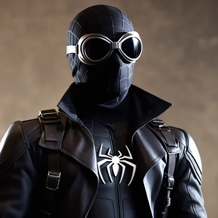 cinematic film still of <lora:comic book magazine:1> Cinematic Film Stock Footage of
a spider-man noir wearing a stealth black leather suit and tactical goggles comic book magazine style, shallow depth of field, vignette, highly detailed, high budget, bokeh, cinemascope, moody, epic, gorgeous, film grain, grainy