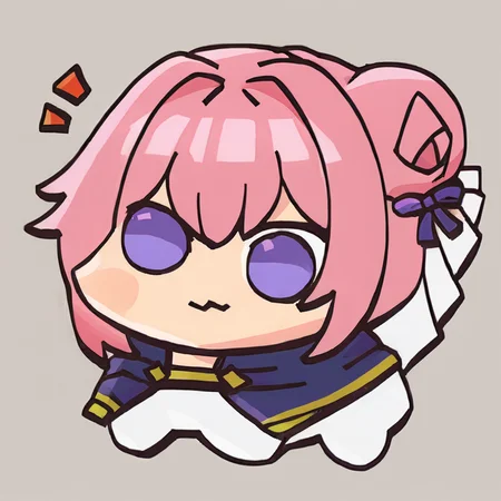 score_9, score_8_up, score_7_up, source_anime, BREAK , solo, , <lora:FEH-MTH-pdxl_Fp-000009:1>, chibi, simple background, full body, <lora:Doro_X_PDXL_V1:1>, doro, creature, :3, chibi, pink hair, purple eyes, hair bun, hair bow, four legs