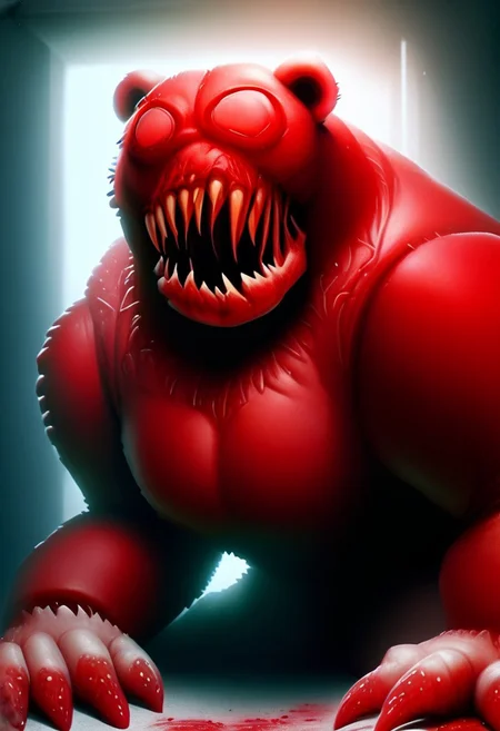 <lora:Zazu-a:1> hattiezazu, digital art, soft light, score_9, score_8_up, score_7_up, score_6_up, score_5_up, score_4_up, cute girl, monsterous, small cute huge fake tits, nipples bear, teddy bear bade out of patches kf human skin, stitched together, fleshly, solo, kitchen background, hattiezazu, digital art, soft light, cybermutant, fleshmutant, CarnageStyle, DonMFr4nk3nst31nXL , ruanyi0606,bear costume,red bowtie,teddy bear, DonMFr4nk3nst31nXL , cybermutant, fleshmutant, CarnageStyle, ruanyi0606,bear costume,red bowtie,teddy bear,, hattiezazu, digital art, soft light, ral-ktchzpong, Wes Anderson's restaurant, huge fake tits, clothed, cleavage girl starting at camera, scars, disgusting skin, stirches, carnage, flesh covered, huge exposed boobs, horny girl