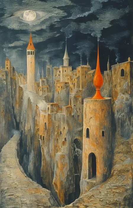 masterpiece,best quality,<lora:tbh180-sdxl:0.9>,illustration,style of Remedios Varo,