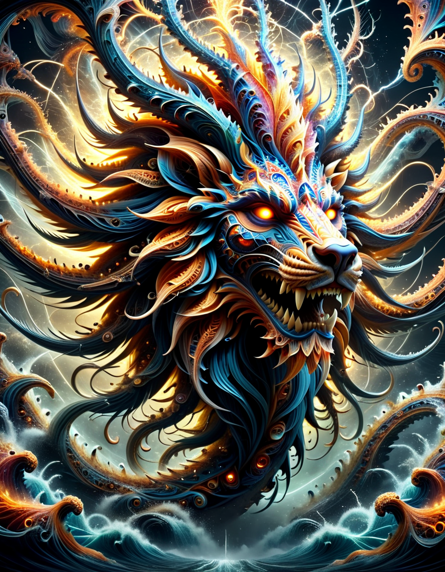 colorful realistic meahophontron of ral-frctlgmtry, mythical ral-bnz creature, mythical look, extrem-hd-ultra-shenanigans <lora:ral-frctlgmtry:0.75> <lora:ral-elctryzt-sdxl:0.5> ral-elctryzt