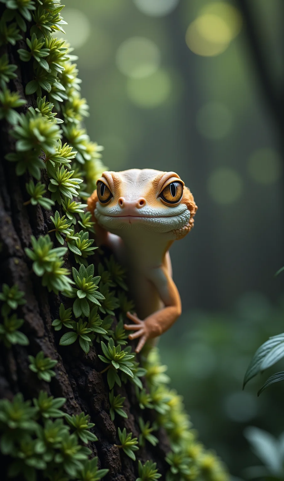HEIC IMG 2312 RC3,
A gecko with stunning golden eyes peeks out from a moss-covered tree in a lush forest.This captivating image showcases a gecko, with its dazzling golden eyes, clinging to the side of a moss-laden tree. The delicate details of the geckoâs scales are highlighted against the soft, green backdrop of moss, creating a striking contrast. This scene beautifully captures the essence of the creature's natural habitat, where camouflage plays a critical role in its survival. The muted background with spots of light filtering through adds a magical touch to this mesmerizing moment in the wild.
<lora:FLUX.1-Turbo-Alpha:1>,<lora:UltraRealPhoto:1>,amateurish photo,