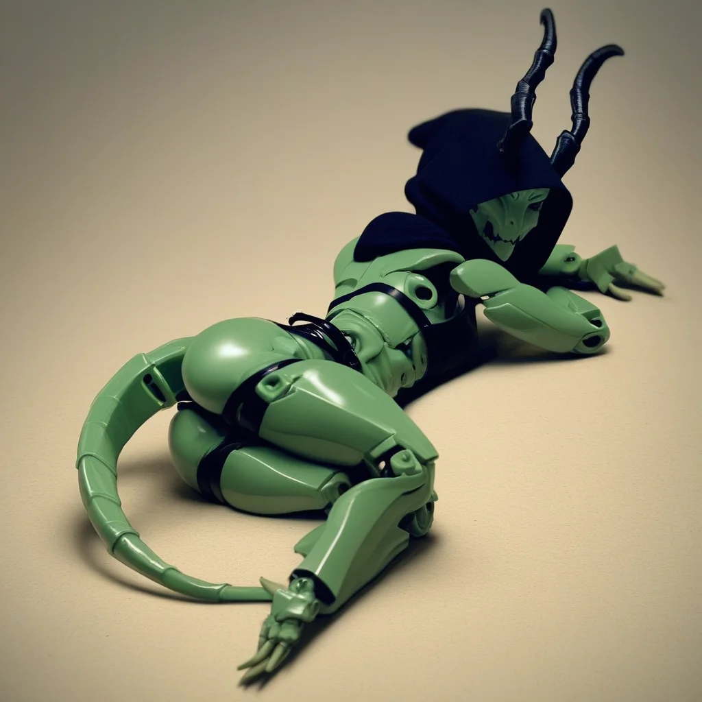 tail, joints, shortstack, hood up, LYING ON THE FLOOR, looking at viewer, halloween, bones, bikini, alien, butt, plant, realistic, strap-on, horns