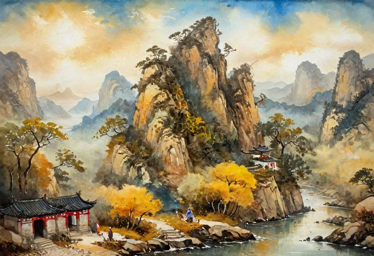 tj, cangyunshan, landscape, chinese ink painting, oil painting,
Oil Painting, Renaissance Paintings, watercolor painting, concept art, painterly, surreal painting,
((beautiful, painterly, detailed, textural, artistic)), (digital artwork, illustrative, illustration), (((intricate details, highly detailed, ultra-detailed))), (absurdres:1.5), (unreal engine, octane rendering, Anti-Aliasing, sharp focus, natural lighting, high saturation, high contrast, vivid, vibrant, studio lighting, best texture quality), beautiful detailed scenery,