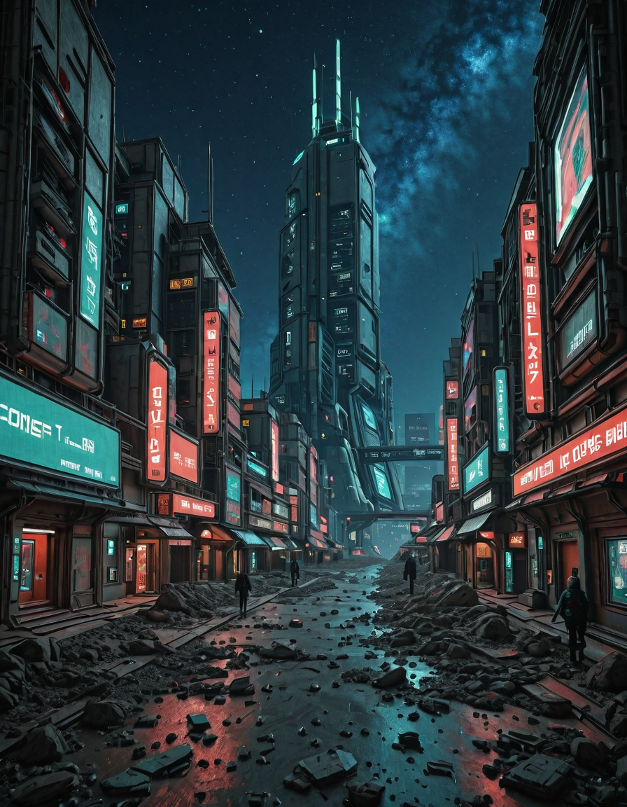 <lora:SWL_Stations1v2ill:0.8> lostst1, night sky,  human, rocks, buildings, cyberpunk