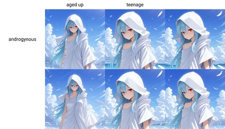 masterpiece, amazing quality, colorful, <lora:raphael-v1-000009:1> ts-raphael, 1other, white hooded_robe, right bare shoulder, red eyes, falling feathers, aged up, androgynous,