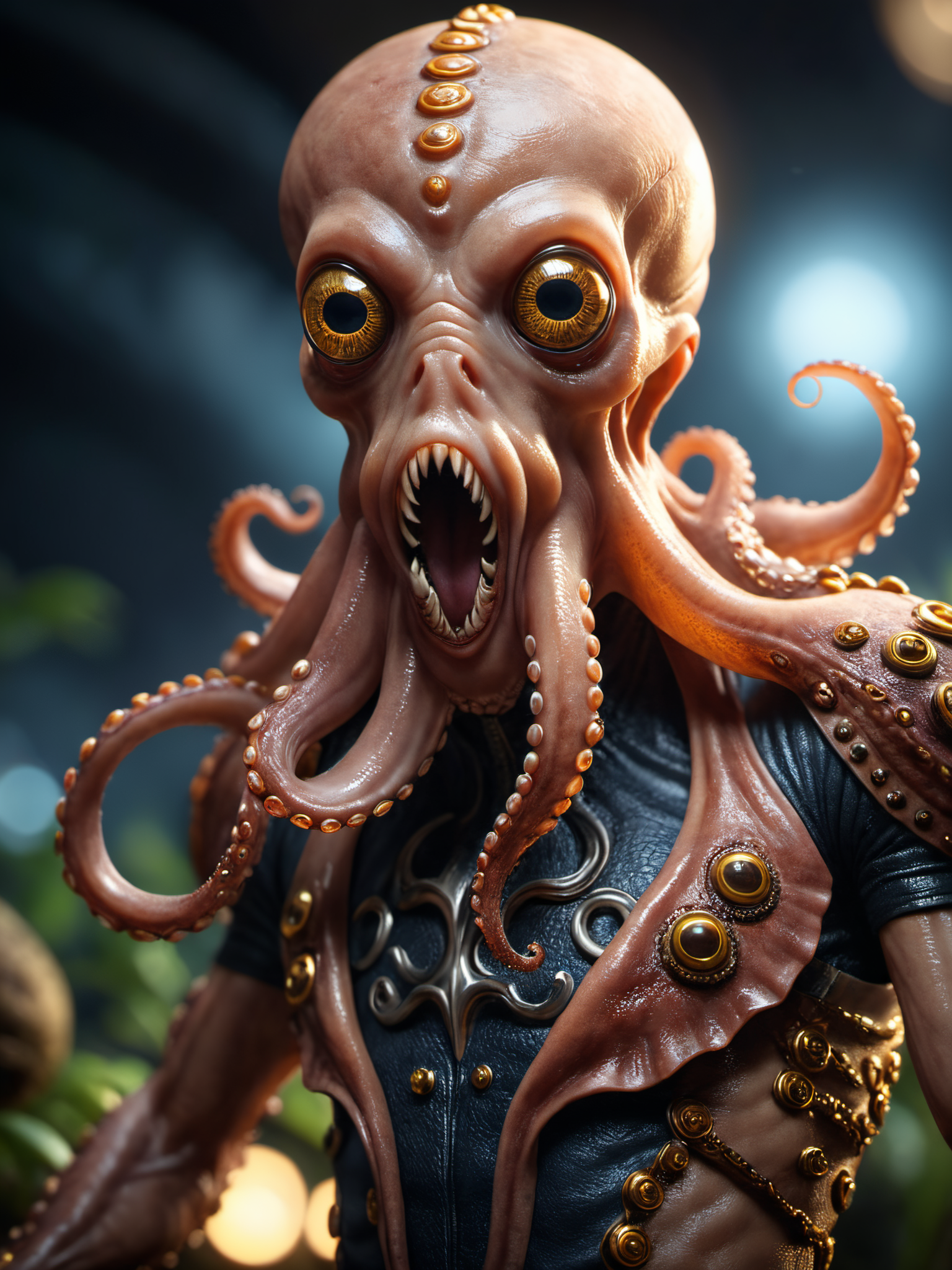 cinematic film still half man,half octopus,open maw,cinematic film still photography in the style of detailed hyperrealism photoshoot,creature,fantasy,James Christensen,grim grimsly,clive barker,bold lines,hyper detailed,. shallow depth of field,vignette,highly detailed,high budget,bokeh,cinemascope,moody,epic,gorgeous,film grain,grainy,, glow effects, godrays, Hand drawn, render, 8k, octane render, cinema 4d, blender, dark, atmospheric 4k ultra detailed, cinematic, Sharp focus, big depth of field, Masterpiece, colors, 3d octane render, 4k, concept art, trending on artstation, hyperrealistic, Vivid colors, extremely detailed CG unity 8k wallpaper, trending on CGSociety, Intricate, High Detail, dramatic, Ultra-HD-details . shallow depth of field, vignette, highly detailed, high budget, bokeh, cinemascope, moody, epic, gorgeous, film grain, grainy