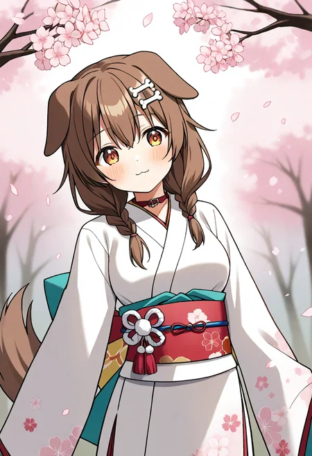 1girl, inugami korone, kimono, cherry blossoms, hololive
 <lora:hololive-pd6-1-step00032000:1>