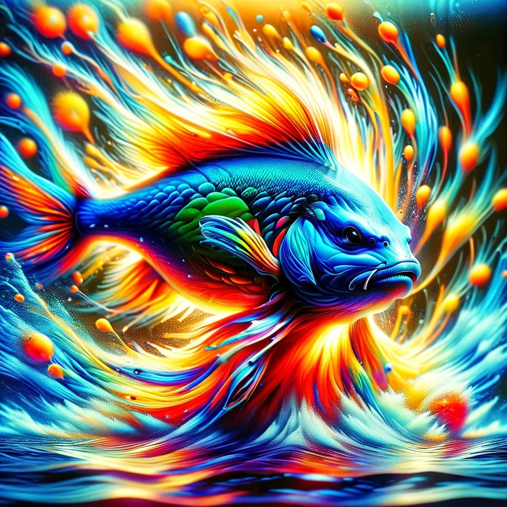 ral-ovrstrtd, ral-sprnva, under water, under surface of water, abundance of Koi Fish, style of M.C. Escher, (tiling effect:1.4), rainbow neon colors, dripping colors, backlit, glo
