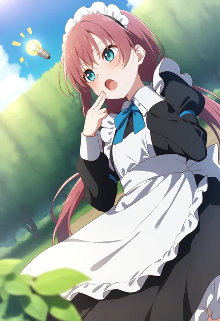 1girl,sincos, ningen mame, toosaka asagi,solo,medium breasts,20yo,maid,maid headdress,
Idea Light Bulb,<lora:Idealightbulb_XL_v1:0.8>
from below, cinematic angle, looking ahead, pink hair, aqua eyes,facepalm, vineyard, open mouth, low twintails hair,,
best quality, very aesthetic, absurdres