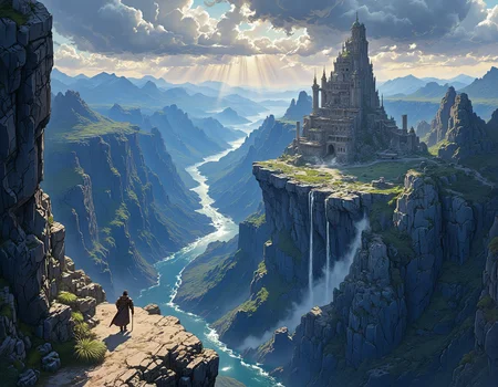 in the style of ck-ovf, medieval fantasy illustration : Temple at the center of a grand canyon, dramatic lighting, cinematic, establishing shot, extremely high detail, photo realistic, cinematic lighting, pen and ink, intricate line drawings, by Yoshitaka Amano, Ruan Jia, Kentaro Miura, Artgerm, post processed, concept art, artstation, matte painting, style by eddie mendoza, raphael lacoste, alex ross