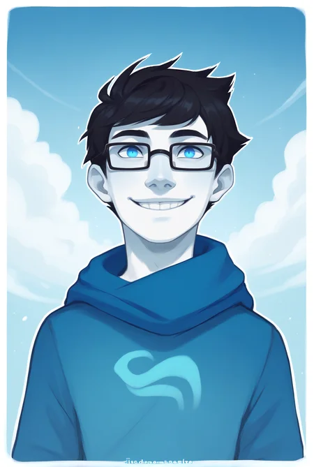 , , score_9, score_8_up, score_7_up, masterpiece, , line art, portrait, cartoon, white outline, <lora:Expressive_H:0.45> Expressiveh , solo , , <lora:John_Egbert:0.8>, 1boy, male, black hair, short hair, blue eyes, john egbert, glasses, godtier, smile , looking at viewer, blue theme, white skin, floating, wind, wind effect, , ,